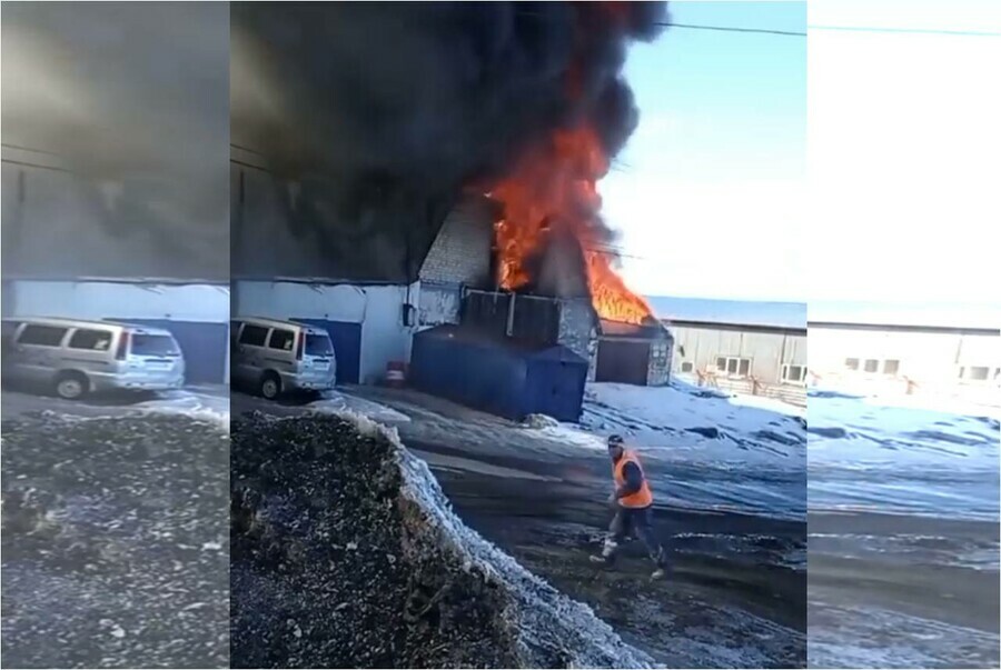 В Тынде горит местный автосервис