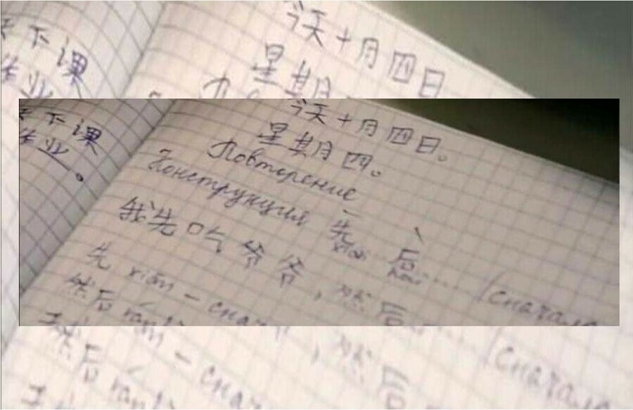 Сначала съем дедушку а потом китайских блогеров насторожили записи в тетрадях обучающихся в кадетском училище в Кызыле