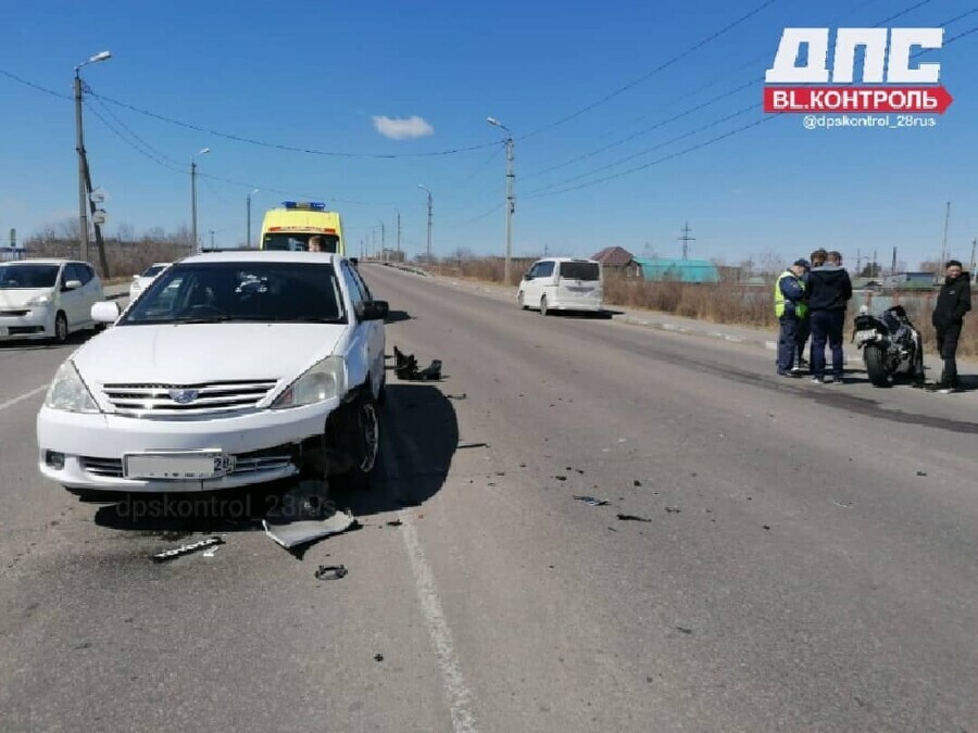 Очередная авария с мотоциклистом произошла в Благовещенске фото