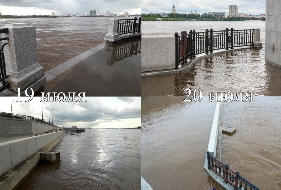 Часть набережной Благовещенска ушла под воду фоторепортаж