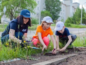 В Свободном дети из социального приюта при поддержке крупной компании высаживали цветы