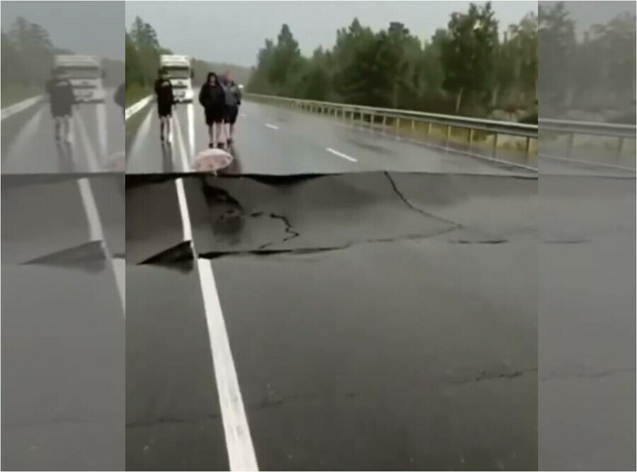 В Амурской области изза паводка рухнул участок федеральной автодороги Амур видео