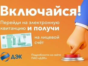 Каждый сотый клиент ПАО ДЭК получит 1000 рублей если откажется от бумажной квитанции