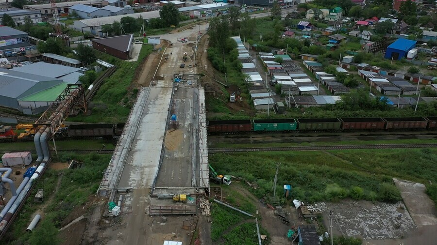 Эксклюзивные кадры ремонта путепровода на Загородной в Благовещенске