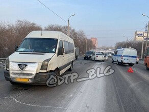 Как в бильярде На выезде из Благовещенска иномарка зацепила автобус внедорожник и полицейскую машину