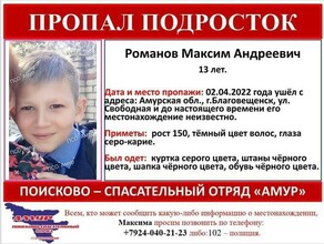 В Благовещенске пропал 13летний мальчик