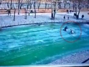 В парке Дружбы ребенок провалился под лед видео 