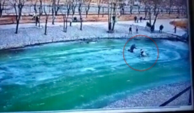 В парке Дружбы ребенок провалился под лед видео 