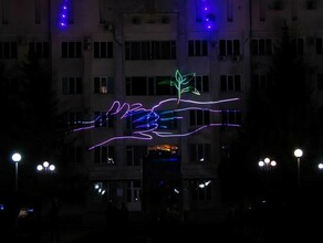 Благовещенск украсили световой инсталляцией с российским триколором фото