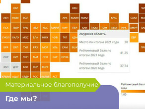 Амурская область оказалась на 30 месте в России по уровню материального благополучия