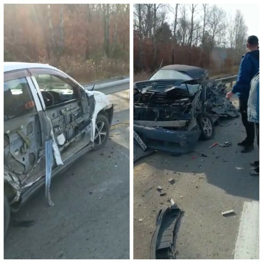 Неподалеку от Благовещенска мусоровоз изуродовал два автомобиля видео
