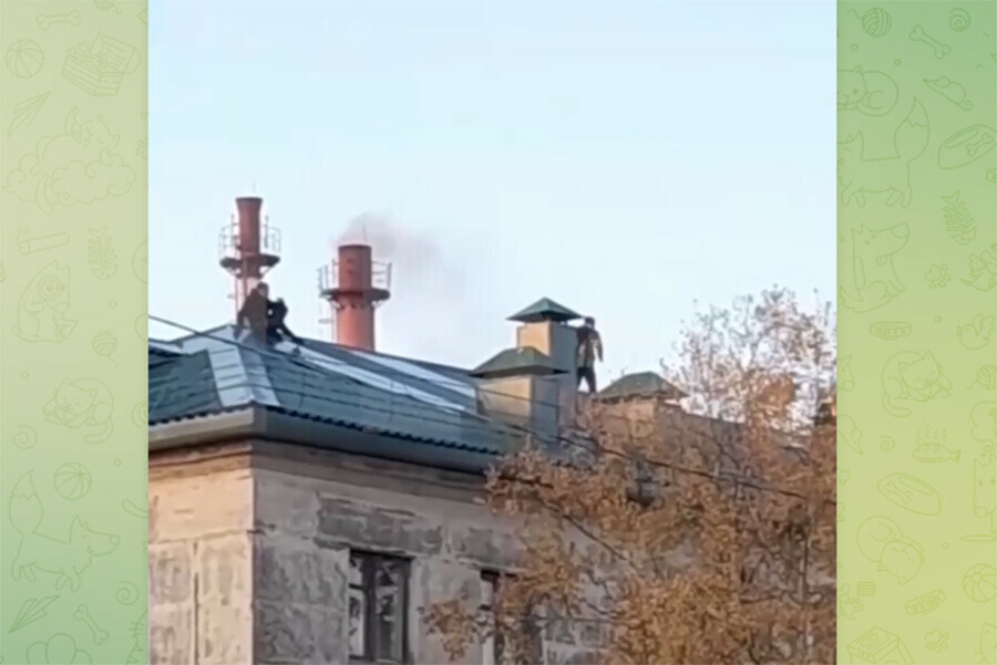 Не дожидаясь зимы храбрые подростки катаются по крыше как по горке видео