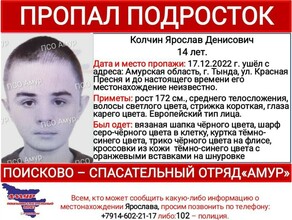 Подростка Ярослава Колчина ищут в Тынде 