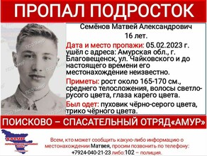 В Благовещенске бесследно исчез 16летний первокурсник