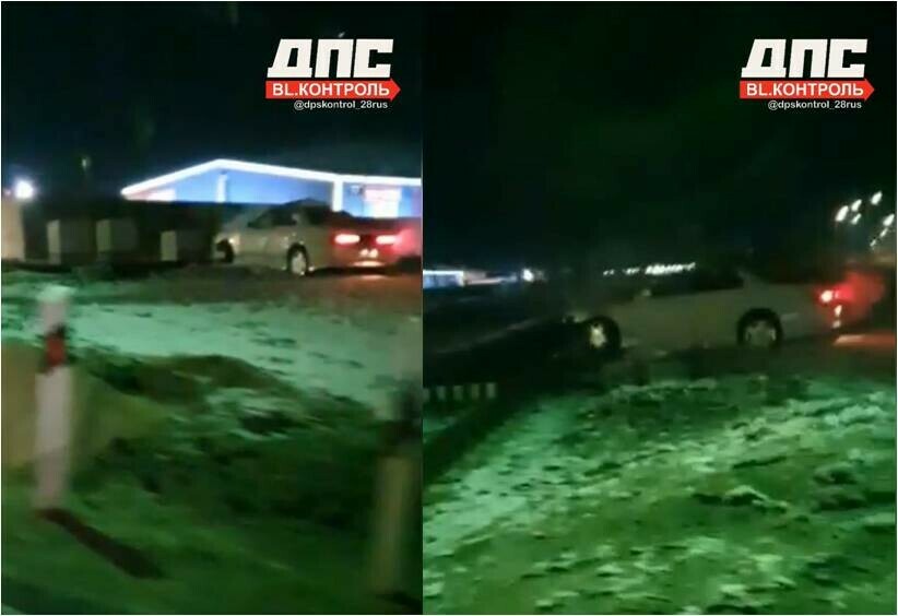 В Астрахановке на железнодорожных путях стоит разбитый автомобиль