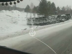 На трассе в Приамурье заметили перевернувшуюся фуру которую не спешат вызволять из кювета видео 