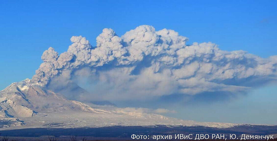 Вулкан Шивелуч на Камчатке выбросил пепел на 400 километров