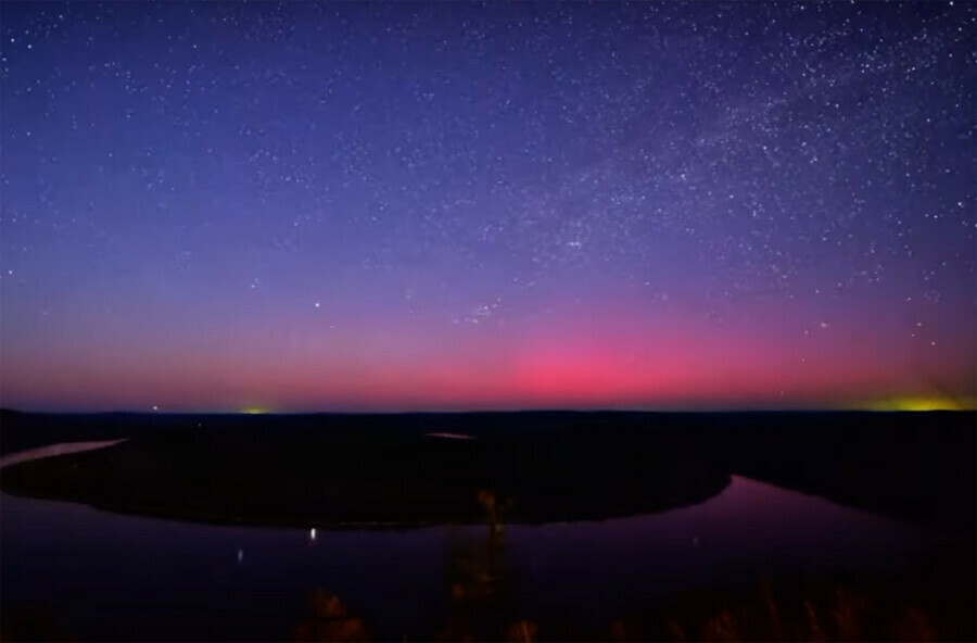 Северное сияние на Амуре в районе Албазина наблюдали в Китае видео