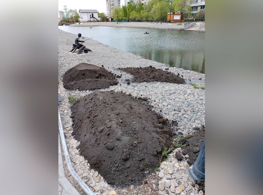 В парке Дружбы для безопасности отдыхающих вокруг водоема появятся зеленые газоны