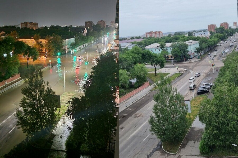 Было и стало где ушла вода с улиц Благовещенска а где всё еще большие лужи фото