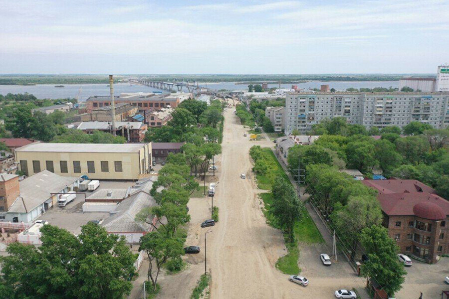 В Благовещенске участок улицы Горького ведущий к новому мосту через Зею облагородят к осени