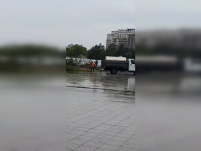 Интересная работа жители Благовещенска удивились тому что в центре города в дождь поливают цветы 