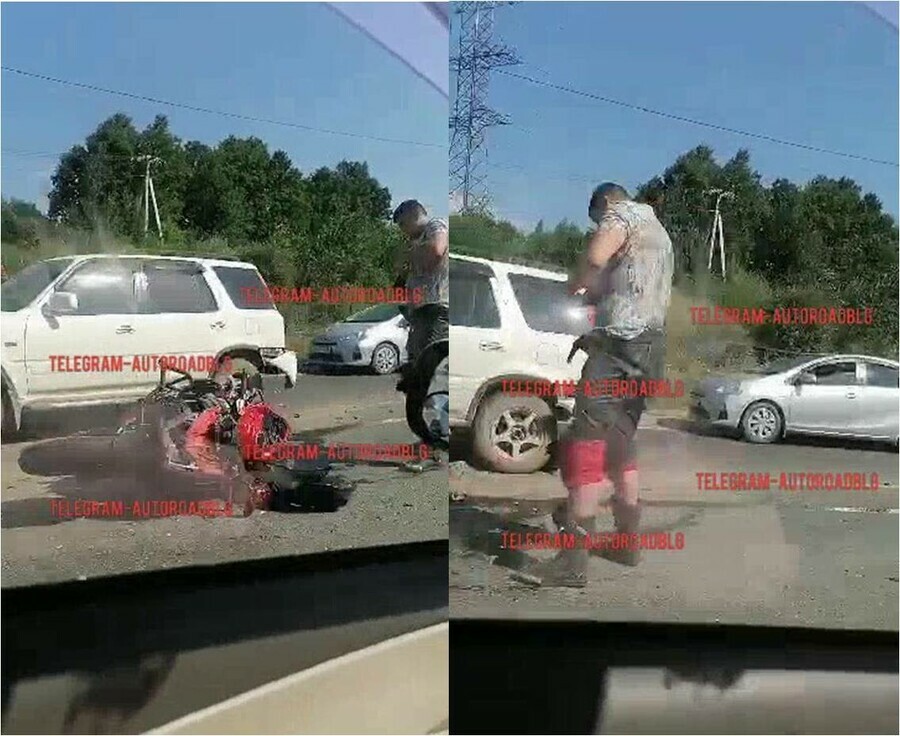 В Благовещенске по Новотроицкому шоссе жесткое ДТП с участием мотоциклиста видео