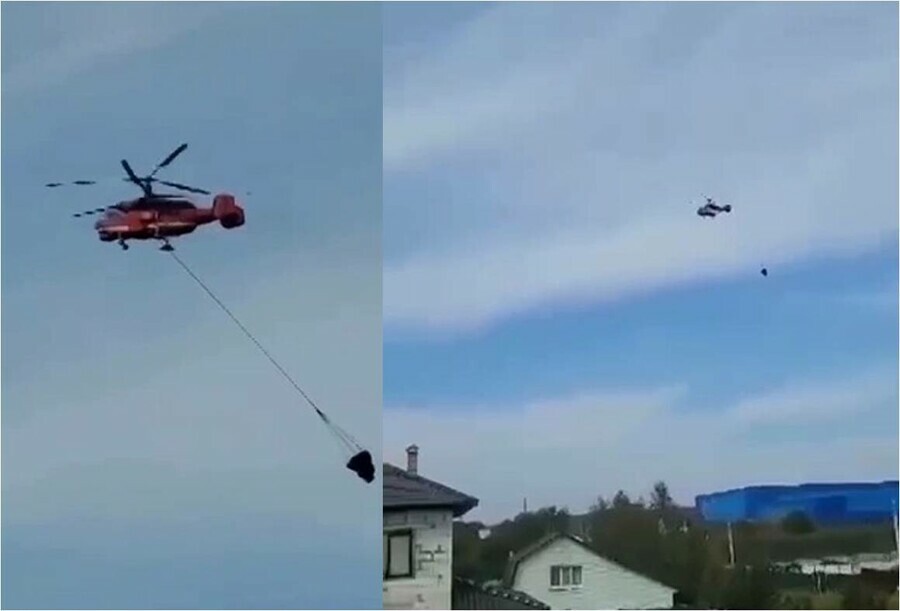 Пожар на Ozon в Подмосковье тушат с вертолета