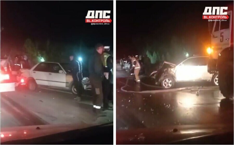 В Амурской области на трассе массовое ДТП Столкнулись предварительно шесть машин