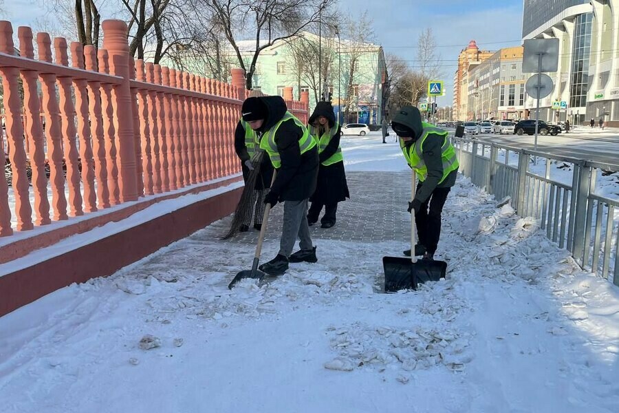 На борьбу с последствиями снегопада вышли благовещенские студенты фото 