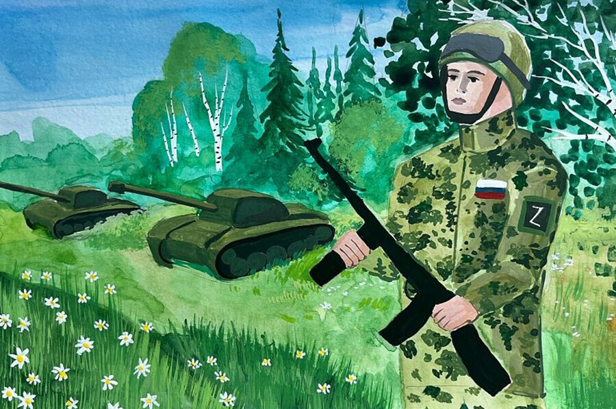Рисунок юной художницы из Амурской области стал праздничной открыткой к 23 февраля