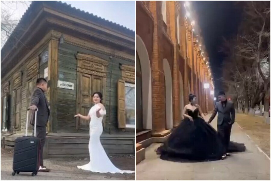Китайские пары преодолели сотни километров и госграницу чтобы устроить в Благовещенске пышные фотосессии видео