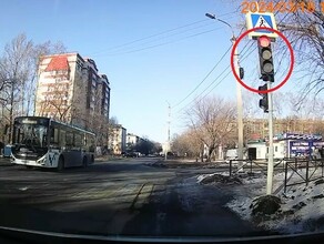 В Благовещенске маршрутный автобус едва не сбил на пешеходном переходе ребенка видео