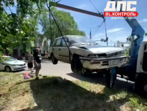 В Благовещенске иномарка влетела в дерево