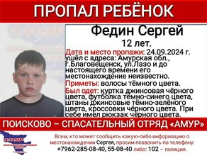 В Благовещенске три дня назад ушел из дома и не вернулся 12летний мальчик