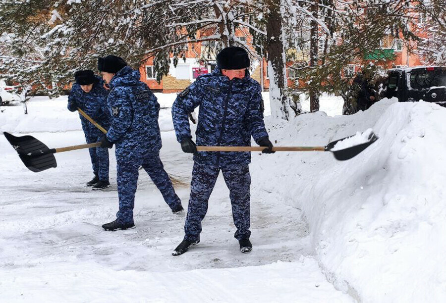 В Приамурье Росгвардия помогает ликвидировать последствия аномального снегопада видео