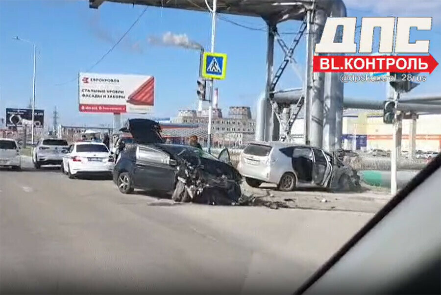 В Благовещенске в одном ДТП травмы получили сразу пять человек