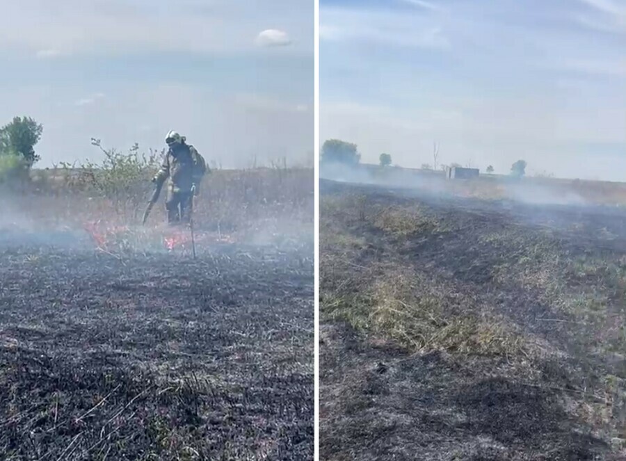 В Белогорском округе спасатели отбили от огня фермерское хозяйство видео