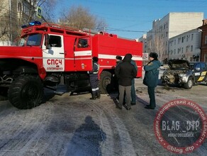 В Благовещенске пожарная машина столкнулась с Mitsubishi 