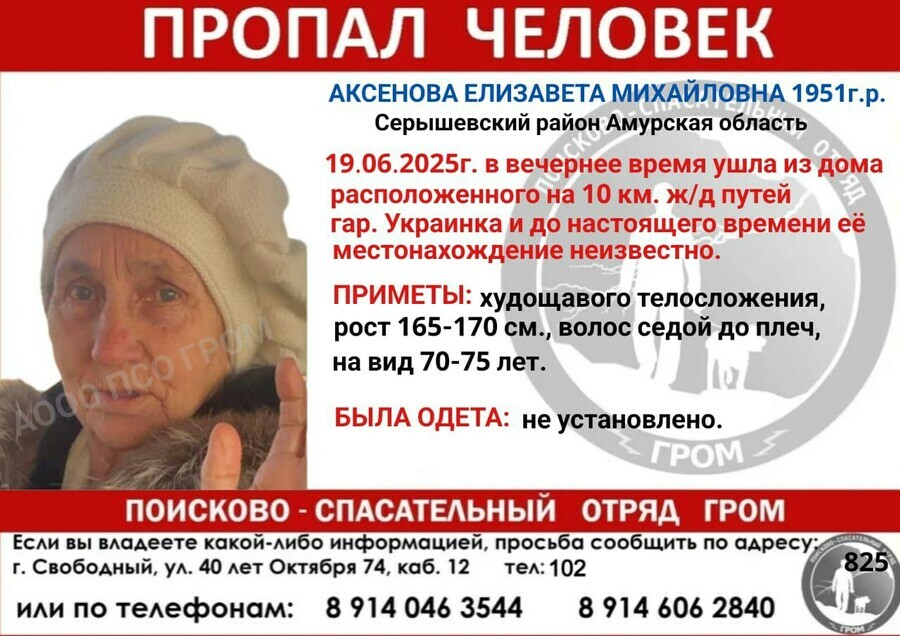 В Амурской области из гарнизона Украинка пропала женщина
