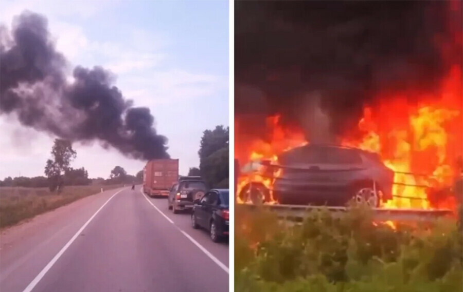 Страшный пожар столкнулись бетономешалка и автовоз с машинами в ЕАО фото видео столкновения