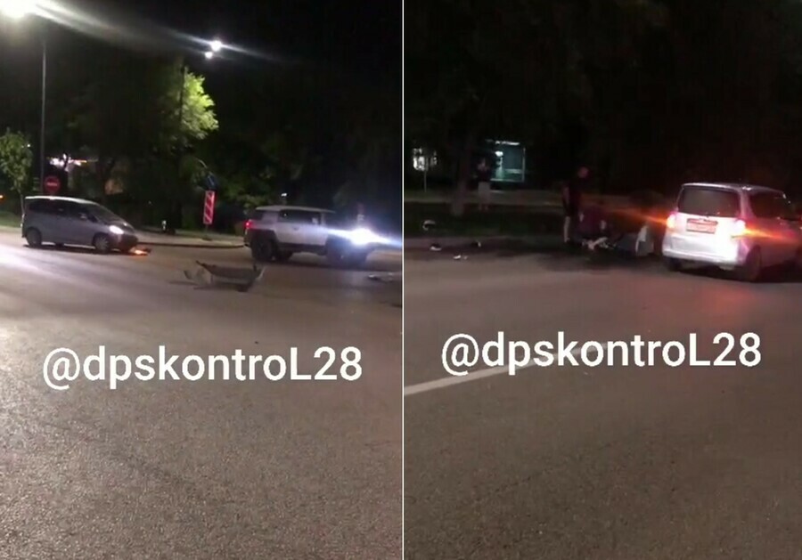 В Благовещенске двое пострадали в аварии с мотоциклом