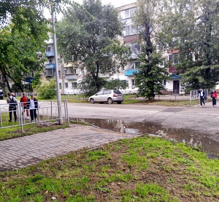 Дети стоят и ждут пока будет пустая дорога благовещенцы добиваются чтобы подход к их школе стал безопасней 