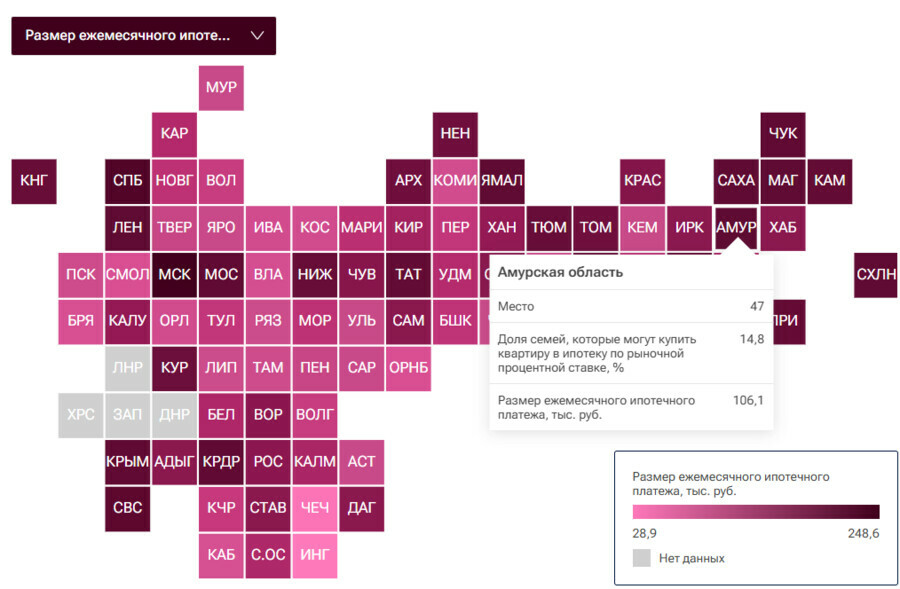 Амурская область вышла на 11 место по дороговизне ипотеки