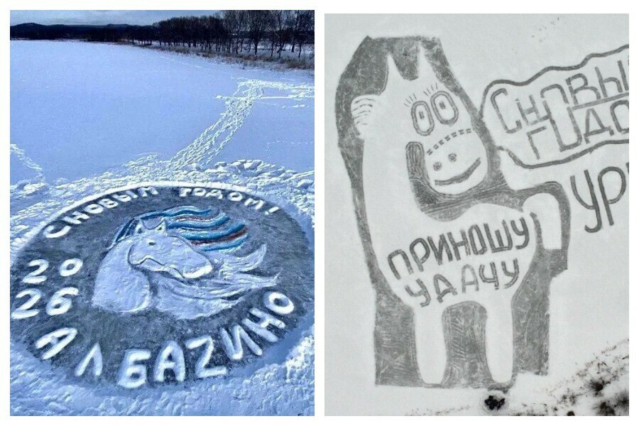 Впечатляющие открытки на льду создали на севере Амурской области 