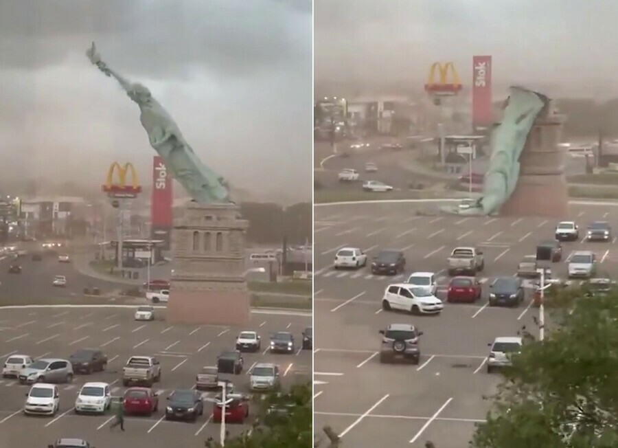 Статуя Свободы рухнула с постамента видео