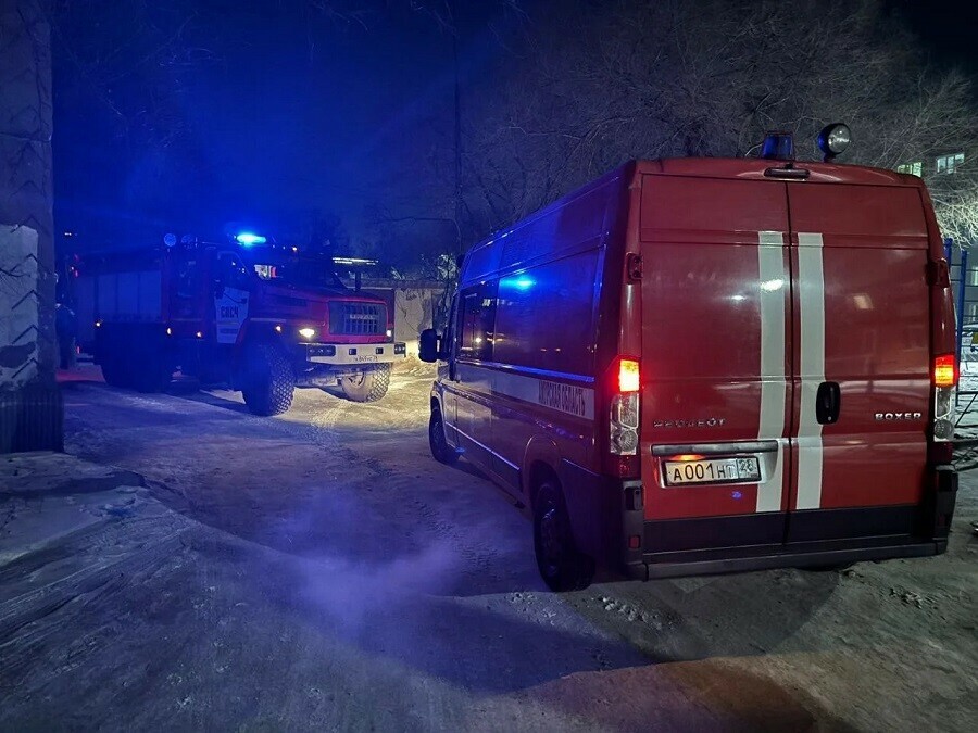 Двоих детей спасли на пожаре в Благовещенске сотрудники МЧС фото