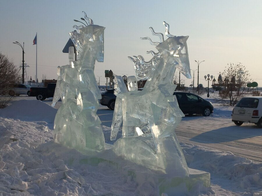 В Благовещенске любители создали ледовые скульптуры Что получилось фото