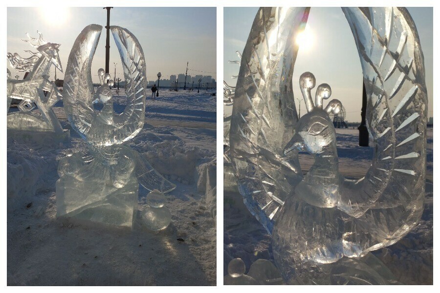Ледовая скульптура Птица победила в семейном конкурсе прошедшем в Благовещенске