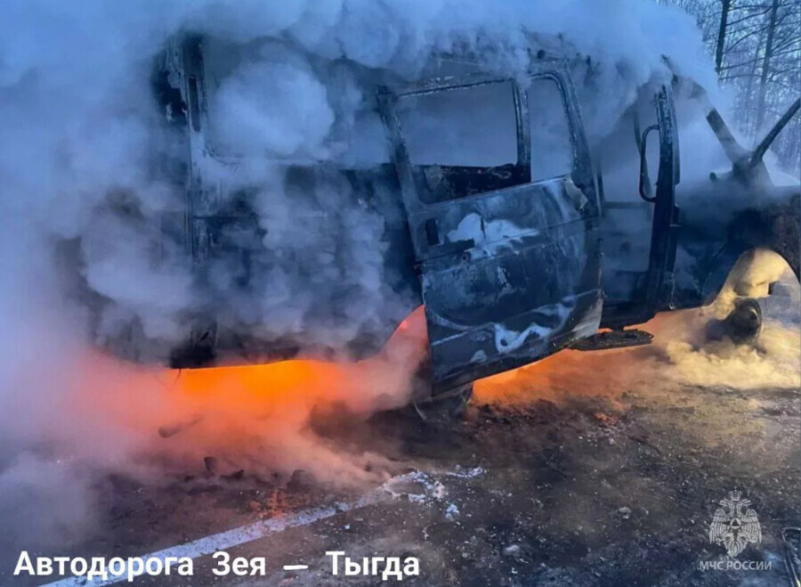 Два автомобиля сгорели в Амурской области фото